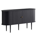 Meuble TV AMERLIFE 55, Console Moderne Mid-Century avec Porte Coulissante, Pieds en Bois Massif