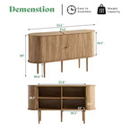 Meuble TV AMERLIFE 55, Console Moderne Mid-Century avec Porte Coulissante, Pieds en Bois Massif