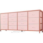 Meuble TV extra-large de 160 cm avec 14 tiroirs en tissu et prises/ports USB intégrés, meuble multimédia pour téléviseurs de 65 à 75 pouces, organisateur de rangement pour chambre à coucher