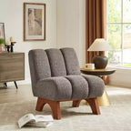Chaise d'appoint sans accoudoirs Art Leon en tissu polaire avec pieds en bois d'hévéa