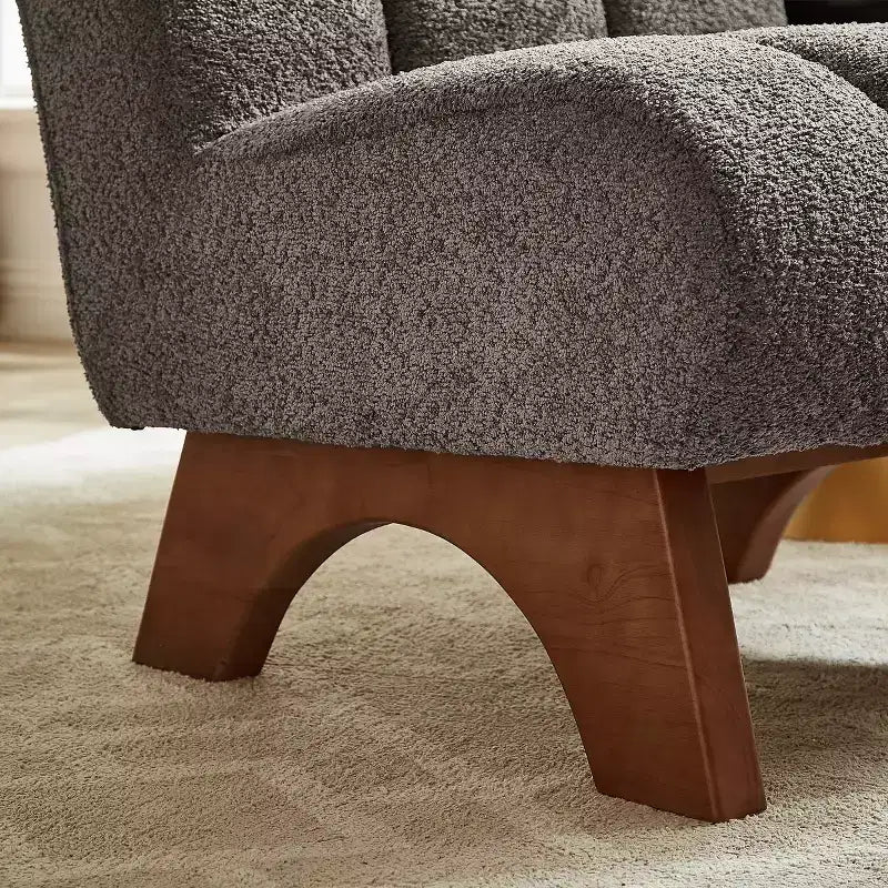 Chaise d'appoint sans accoudoirs Art Leon en tissu polaire avec pieds en bois d'hévéa