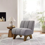 Chaise d'appoint sans accoudoirs Art Leon en tissu polaire avec pieds en bois d'hévéa