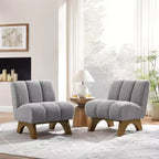 Chaise d'appoint sans accoudoirs Art Leon en tissu polaire avec pieds en bois d'hévéa