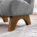 Chaise d'appoint sans accoudoirs Art Leon en tissu polaire avec pieds en bois d'hévéa