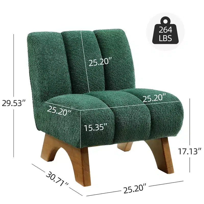 Chaise d'appoint sans accoudoirs Art Leon en tissu polaire avec pieds en bois d'hévéa