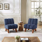 Chaise d'appoint sans accoudoirs Art Leon en tissu polaire avec pieds en bois d'hévéa