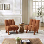 Chaise d'appoint sans accoudoirs Art Leon en tissu polaire avec pieds en bois d'hévéa