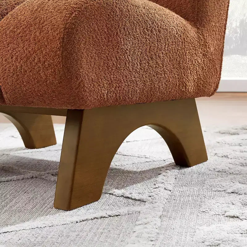 Chaise d'appoint sans accoudoirs Art Leon en tissu polaire avec pieds en bois d'hévéa