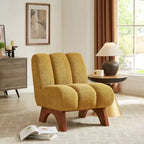 Chaise d'appoint sans accoudoirs Art Leon en tissu polaire avec pieds en bois d'hévéa