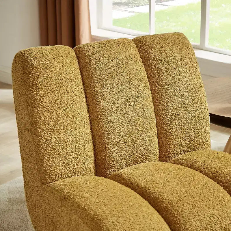 Chaise d'appoint sans accoudoirs Art Leon en tissu polaire avec pieds en bois d'hévéa