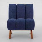 Art Leon Polar Fleece Fabric Upholstered Accent Slipper Chair with Rubber Wood Legs