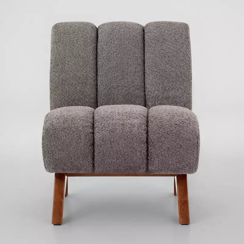 Chaise d'appoint sans accoudoirs Art Leon en tissu polaire avec pieds en bois d'hévéa