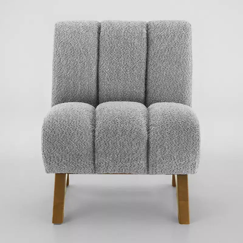Chaise d'appoint sans accoudoirs Art Leon en tissu polaire avec pieds en bois d'hévéa