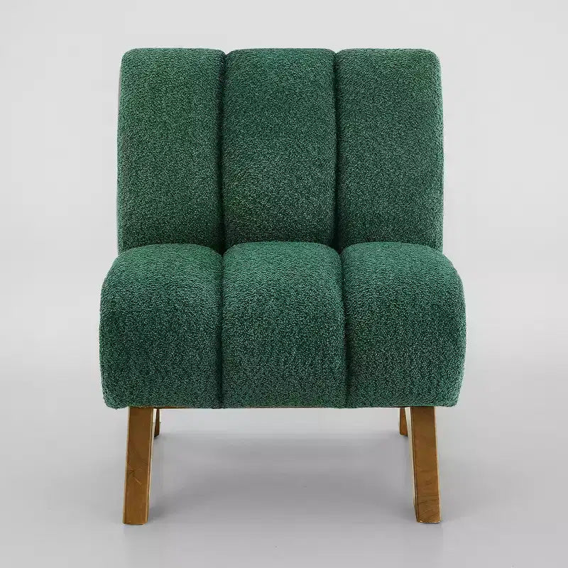Chaise d'appoint sans accoudoirs Art Leon en tissu polaire avec pieds en bois d'hévéa