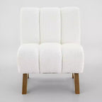 Chaise d'appoint sans accoudoirs Art Leon en tissu polaire avec pieds en bois d'hévéa