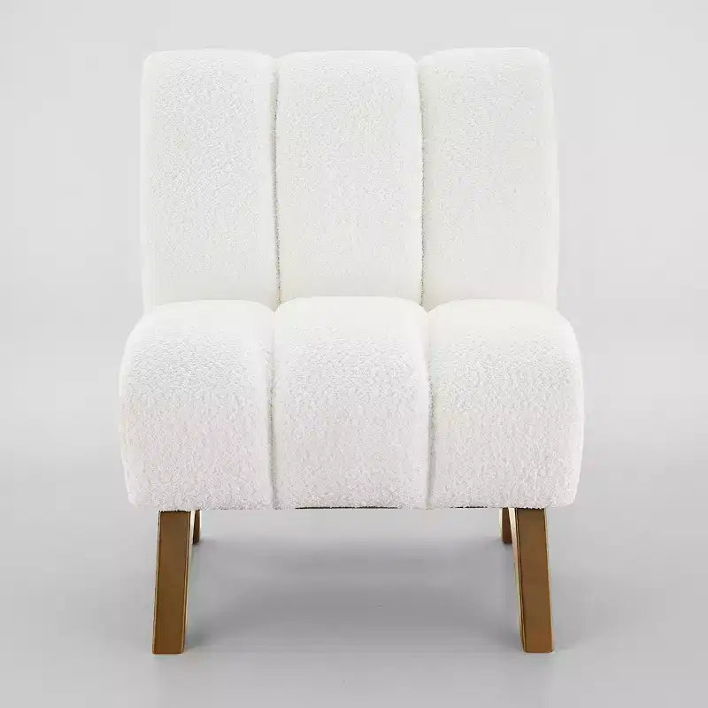 Chaise d'appoint sans accoudoirs Art Leon en tissu polaire avec pieds en bois d'hévéa