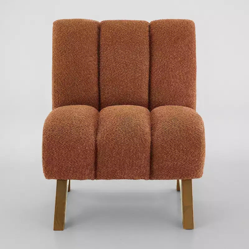 Chaise d'appoint sans accoudoirs Art Leon en tissu polaire avec pieds en bois d'hévéa