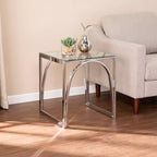 Table d'appoint Stevenly Square avec plateau en verre - Gris anthracite - SEI