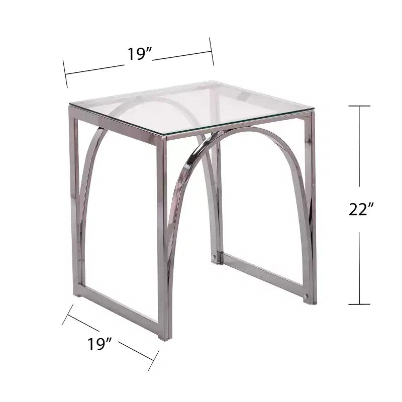Table d'appoint Stevenly Square avec plateau en verre - Gris anthracite - SEI