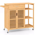 Costway 35.5 Kitchen Island Cartwith Lockable Wheels Drawer Open Shelves Towel Bar