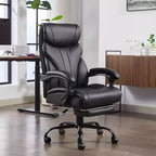 Fauteuil de bureau de direction à dossier haut - Capacité de 227 kg Fauteuil pivotant ergonomique en cuir PU avec hauteur réglable, support lombaire et accoudoirs relevables