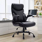 Fauteuil de bureau de direction à dossier haut - Capacité de 227 kg Fauteuil pivotant ergonomique en cuir PU avec hauteur réglable, support lombaire et accoudoirs relevables