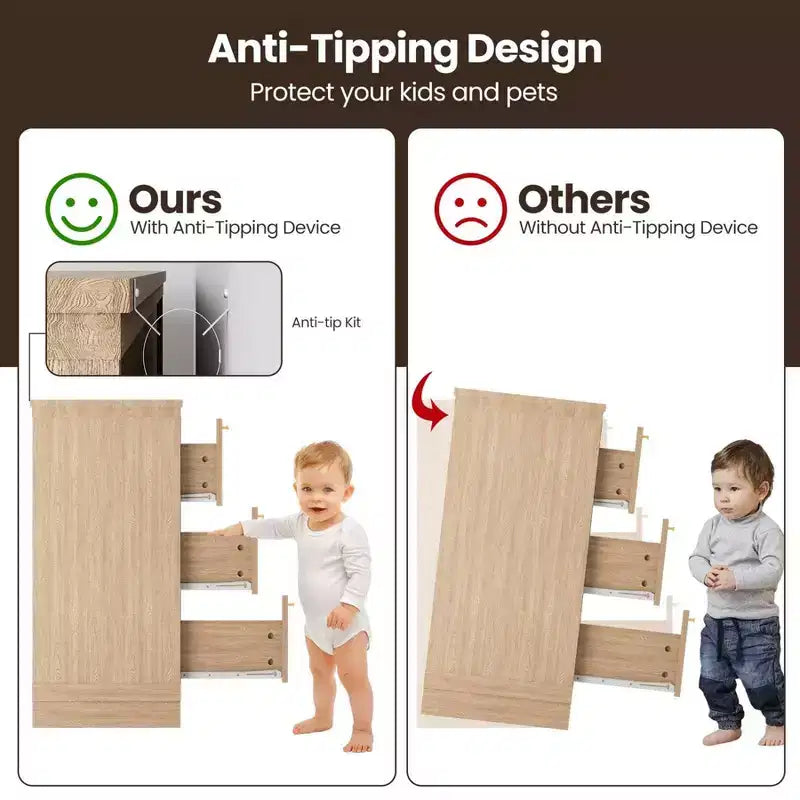 Commode Zstar pour chambre, armoire de rangement en bois avec façades en rotin
