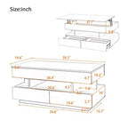 Table basse relevable avec 2 tiroirs et LED, table de cocktail moderne, table d'appoint de canapé, table de rangement avec compartiment caché, blanc/noir - ModernLuxe
