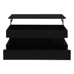 Table basse relevable avec 2 tiroirs et LED, table de cocktail moderne, table d'appoint de canapé, table de rangement avec compartiment caché, blanc/noir - ModernLuxe