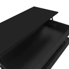 Table basse relevable avec 2 tiroirs et LED, table de cocktail moderne, table d'appoint de canapé, table de rangement avec compartiment caché, blanc/noir - ModernLuxe