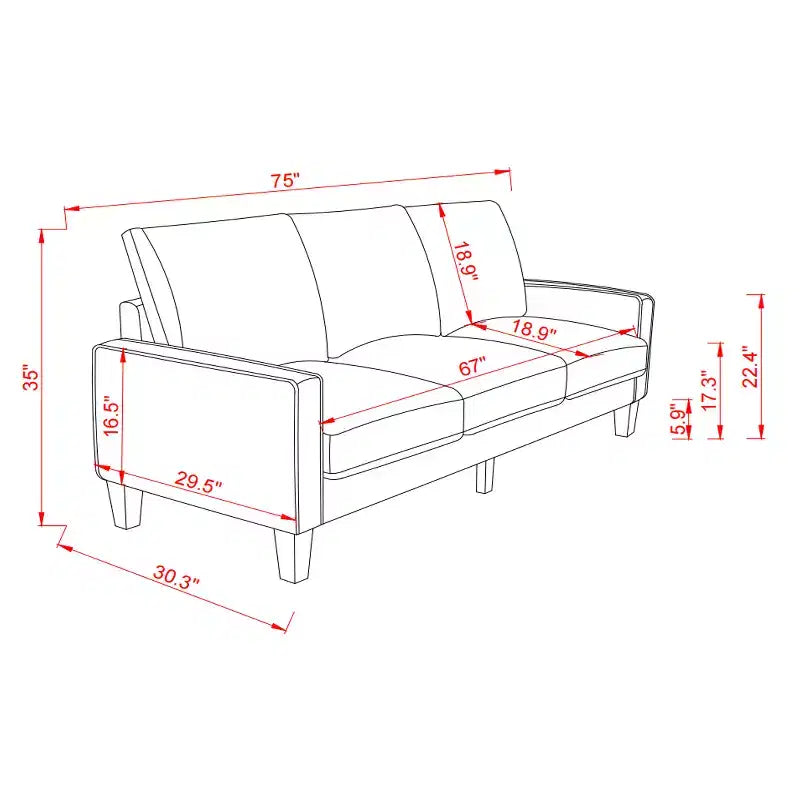 Canapé GDFStudio Hodgson moderne à 3 places en bois et tissu