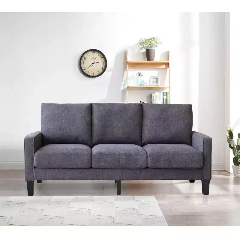 Canapé GDFStudio Hodgson moderne à 3 places en bois et tissu