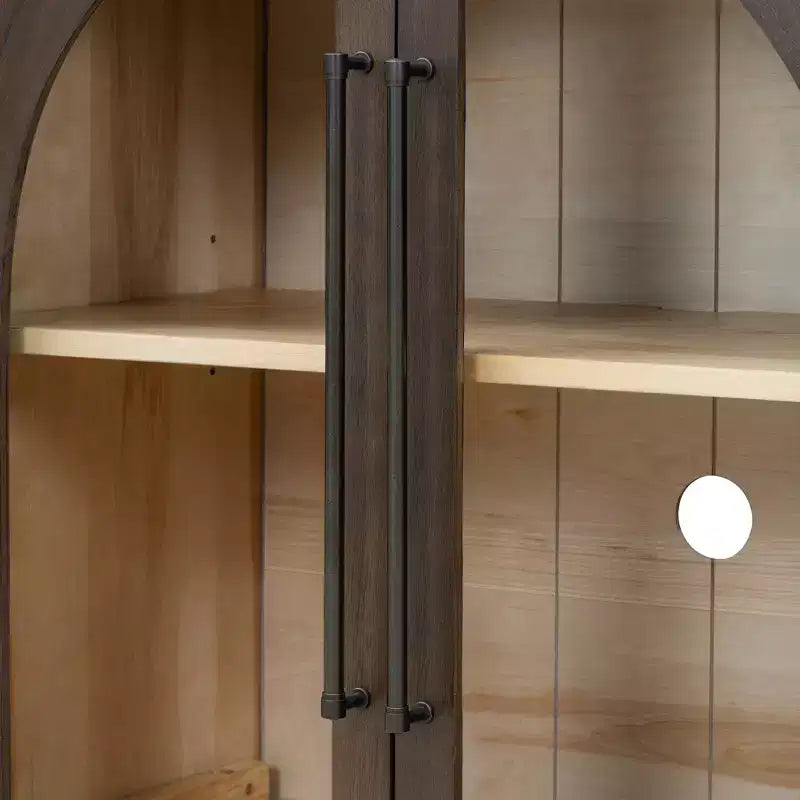 Meuble buffet de rangement Merax à 4 portes de style rétro avec verre arqué et étagères réglables