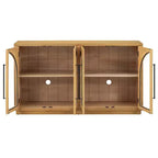 Meuble buffet de rangement Merax à 4 portes de style rétro avec verre arqué et étagères réglables