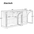 Meuble buffet de rangement Merax à 4 portes de style rétro avec verre arqué et étagères réglables