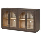 Meuble buffet de rangement Merax à 4 portes de style rétro avec verre arqué et étagères réglables