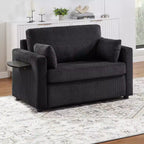 Chaise longue convertible, canapé-lit double, causeuse avec matelas pliable, table d'appoint pliable, poche de rangement et ports USB - ModernLuxe