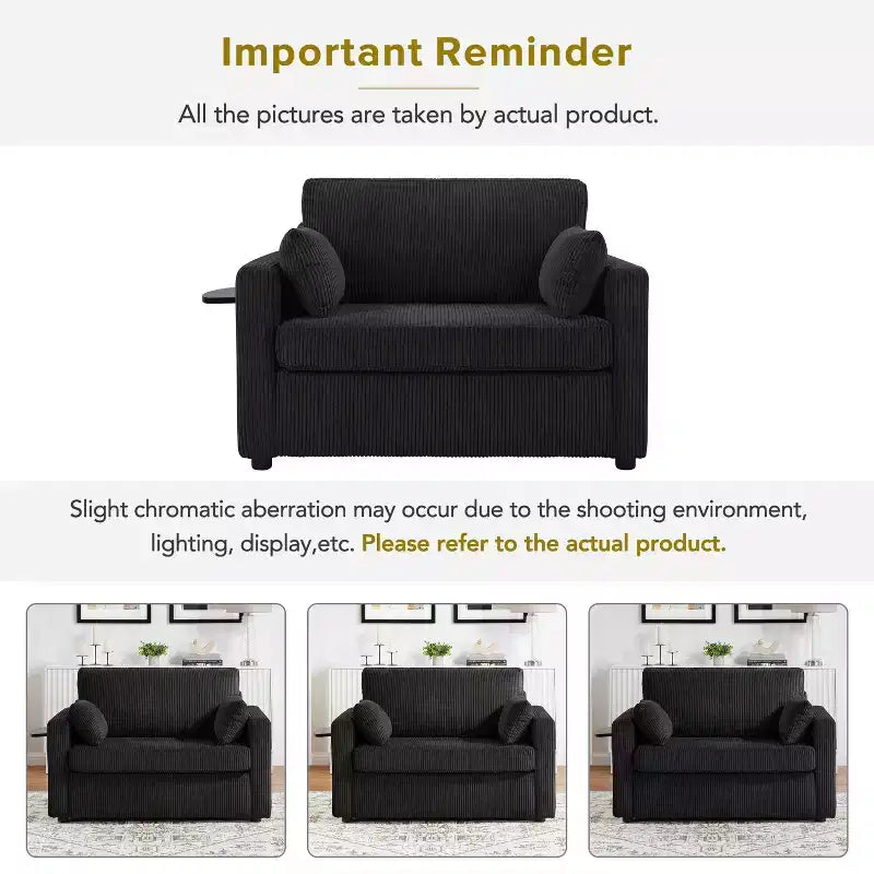Chaise longue convertible, canapé-lit double, causeuse avec matelas pliable, table d'appoint pliable, poche de rangement et ports USB - ModernLuxe
