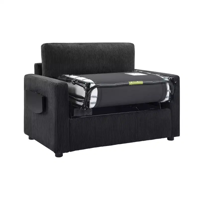 Chaise longue convertible, canapé-lit double, causeuse avec matelas pliable, table d'appoint pliable, poche de rangement et ports USB - ModernLuxe