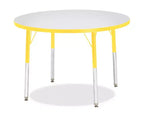 Table ronde Jonti-Craft Berries avec bordure de couleur et hauteur adulte (36 x 36) en jaune