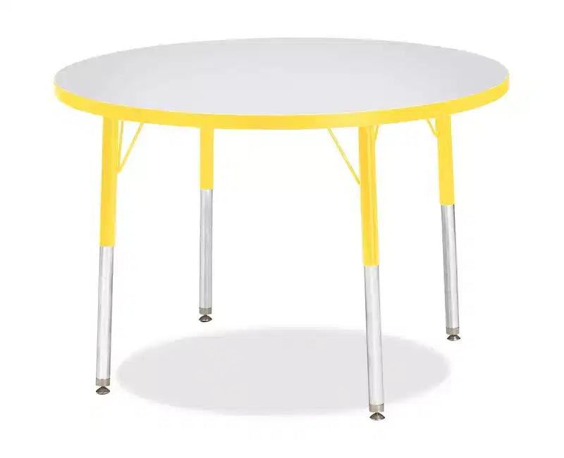 Table ronde Jonti-Craft Berries avec bordure de couleur et hauteur adulte (36 x 36) en jaune