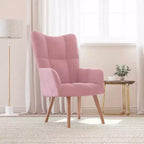 vidaXL Fauteuil Relax Rose - Fauteuil en Velours avec Pieds en Bois d'Hévéa Massif et Cadre en Acier, Style Moderne