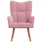 vidaXL Fauteuil Relax Rose - Fauteuil en Velours avec Pieds en Bois d'Hévéa Massif et Cadre en Acier, Style Moderne