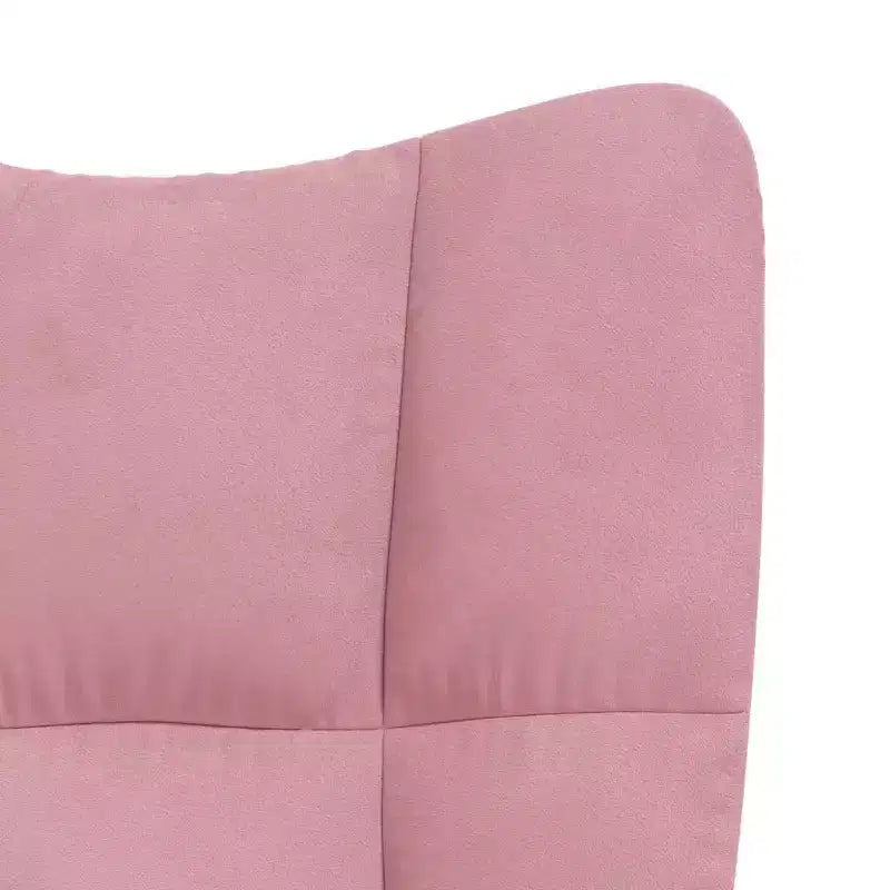 vidaXL Fauteuil Relax Rose - Fauteuil en Velours avec Pieds en Bois d'Hévéa Massif et Cadre en Acier, Style Moderne