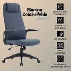 Chaise de bureau ergonomique LeisureMod Nexa à dossier haut - Hauteur réglable, pivotante, inclinable, appuie-tête rembourré, soutien lombaire, chaise de bureau pour la maison
