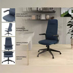 Chaise de bureau ergonomique LeisureMod Nexa à dossier haut - Hauteur réglable, pivotante, inclinable, appuie-tête rembourré, soutien lombaire, chaise de bureau pour la maison