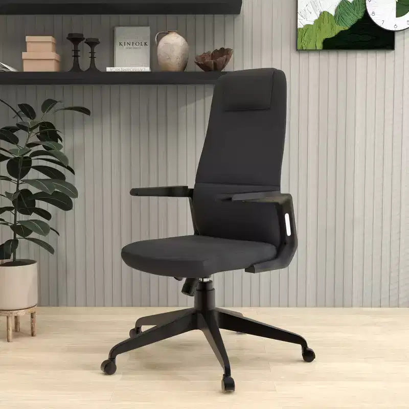 Chaise de bureau ergonomique LeisureMod Nexa à dossier haut - Hauteur réglable, pivotante, inclinable, appuie-tête rembourré, soutien lombaire, chaise de bureau pour la maison