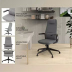 Chaise de bureau ergonomique LeisureMod Nexa à dossier haut - Hauteur réglable, pivotante, inclinable, appuie-tête rembourré, soutien lombaire, chaise de bureau pour la maison