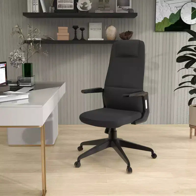 Chaise de bureau ergonomique LeisureMod Nexa à dossier haut - Hauteur réglable, pivotante, inclinable, appuie-tête rembourré, soutien lombaire, chaise de bureau pour la maison