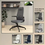 Chaise de bureau ergonomique LeisureMod Nexa à dossier haut - Hauteur réglable, pivotante, inclinable, appuie-tête rembourré, soutien lombaire, chaise de bureau pour la maison